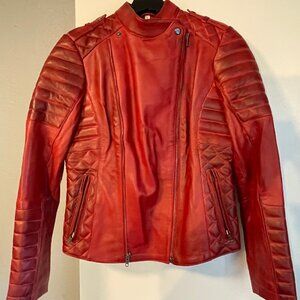 Red Leather Moto Jacket